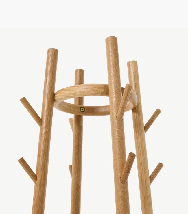 Manu Coat Stand with Natural Seagrass Basket - Görsel 3