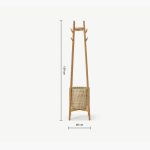 Manu Coat Stand with Natural Seagrass Basket - Görsel 4