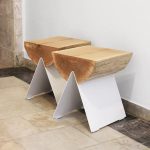 Wooden Stool White - Görsel 4